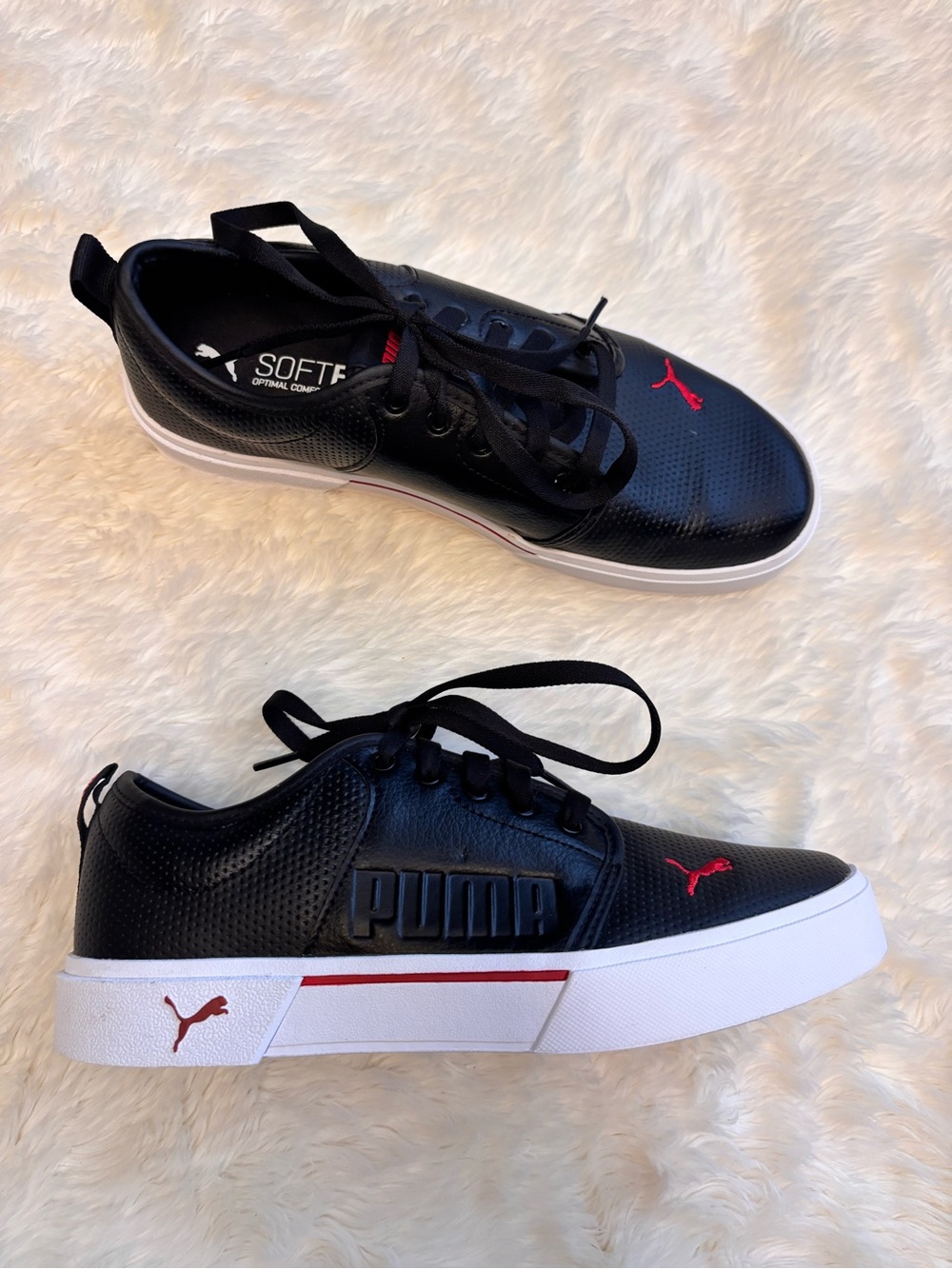 PUMA El Rey II Black & Red Performance Slip On Sneakers Mens 8